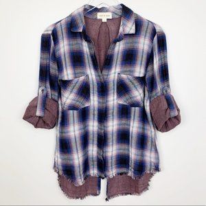 NEW Anthropologie Plaid Frayed Shirt XS